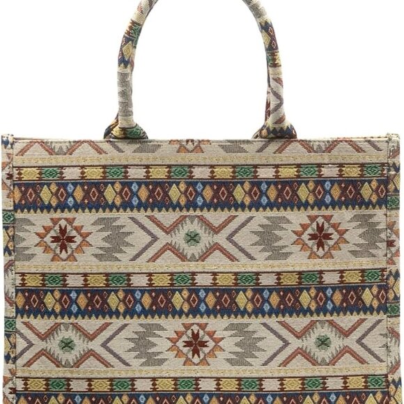Handbags - Spacious Ethnic Style Tote Bag with Retro Embroidery - Perfect Gift for Women